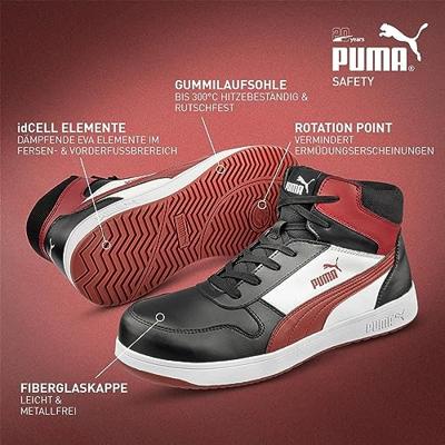 Puma werkschoenen Frontcourt S3L hoog zwart/rood/wit maat 40 - thumbnail