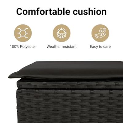 10-delige Loungeset met kussens poly rattan zwart