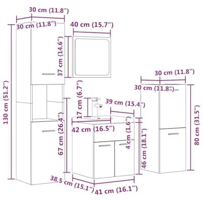 5-delige Badkamermeubelset bewerkt hout betongrijs