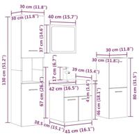 5-delige Badkamermeubelset bewerkt hout betongrijs - thumbnail