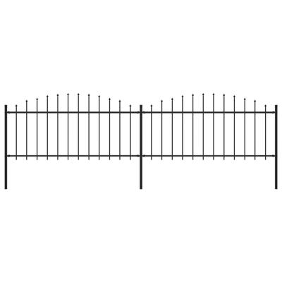 Tuinhek met speren bovenkant (0,5-0,75)x3,4 m staal zwart