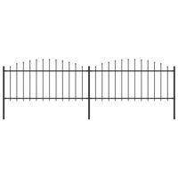 Tuinhek met speren bovenkant (0,5-0,75)x3,4 m staal zwart - thumbnail