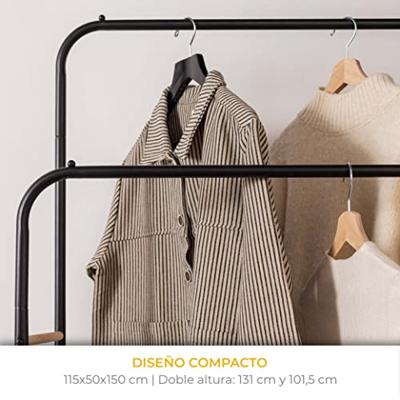 Klädhängare Newlux Hangy Duo 30 Zwart Metaal 115 x 50 x 150 cm Klädhängare Newlux Hangy Duo 30 Zwart Metaal 115 x 50 x 150 cm