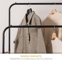 Klädhängare Newlux Hangy Duo 30 Zwart Metaal 115 x 50 x 150 cm - thumbnail