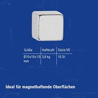 Maul neodymium kubusmagneet, ft 10 x 10 x 10 mm, zilver, blister van 10 stuks - thumbnail