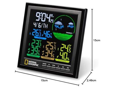 NATIONAL GEOGRAPHIC VA kleuren weerstation 4 meetbereiken zwart