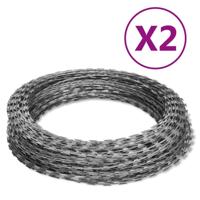 VidaXL Scheermesprikkeldraad 2 st 60 m gegalvaniseerd staal - thumbnail