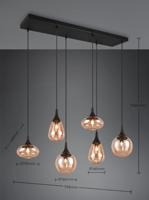 Trio 6-lichts hanglampLumina met amber glas - 317000613 - thumbnail