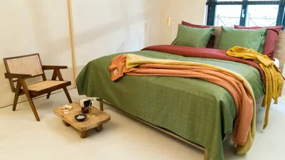 Kayori Shizu dekbedovertrek Katoensatijn Donkergroen