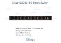 Cisco SG250-50 Intelligent Gigabit Switch (48 Gigabit poorten, 2 Gigabit poorten, koper/SFP) - thumbnail