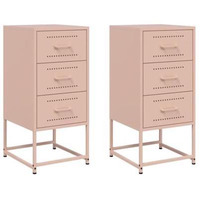 Nachtkastjes 2 st 36x39x78 cm staal roze