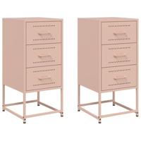 Nachtkastjes 2 st 36x39x78 cm staal roze - thumbnail