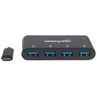 Manhattan Manhattan USB-C Dock/Hub, Ports (x4): USB-A (x4) 162746 USB-hub 4 poorten USB-A USB 3.1 Gen1 5 GBit/s Met USB-C stekker Zwart - thumbnail