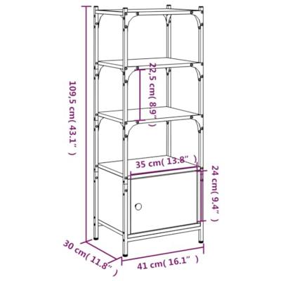 Boekenkast 3-laags 41x30x109,5 cm bewerkt hout zwart