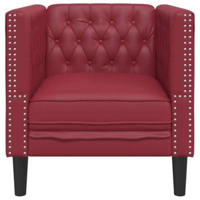 Fauteuil Chesterfield-stijl kunstleer wijnrood