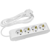 Decon Stekkerdoos Verlengsnoer - 4 Stopcontacten - 3 Meter - Wit - Randaarde - thumbnail