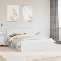 Bedframe met hoofdeinde Wit 160 x 200 cm Massief grenenhout - thumbnail