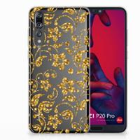 Huawei P20 Pro | TPU Case | Gouden Bloemen - thumbnail