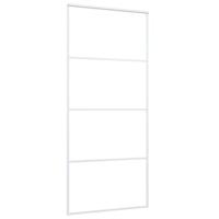 Schuifdeur 90x205 cm mat ESG-glas en aluminium wit - thumbnail