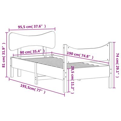 Bedframe zonder matras massief grenenhout 90x200 cm