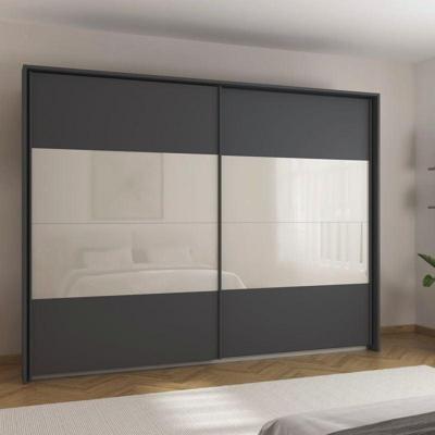 Kledingkast Quadro B226xH229 Grijs Metallic/champagne glas incl. 4 legplanken en 2 roedes Kledingkast Quadro B226xH229 Grijs Metallic/champagne glas incl. 4 legplanken en 2 roedes