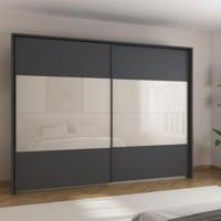 Kledingkast Quadro B226xH229 Grijs Metallic/champagne glas incl. 4 legplanken en 2 roedes - thumbnail