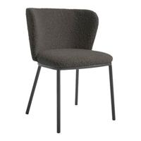 Kave Home Eetkamerstoel 'Ciselia' Bouclé, kleur Zwart - thumbnail