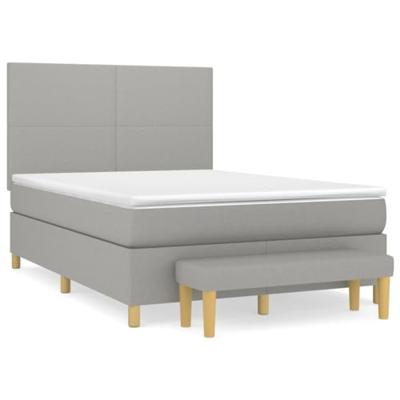 Boxspring met matras stof lichtgrijs 140x190 cm