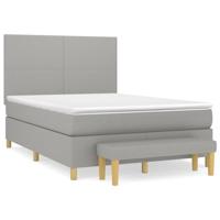 Boxspring met matras stof lichtgrijs 140x190 cm - thumbnail