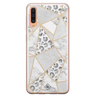 Samsung Galaxy A50/A30s siliconen telefoonhoesje - Stone & leopard print