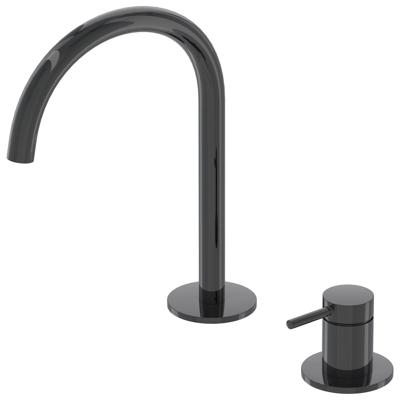 IVY Bond Wastafelmengkraan - 2-gats - bladmontage - uitloop - coldstart - Zwart chroom PVD 6100307