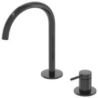 IVY Bond Wastafelmengkraan - 2-gats - bladmontage - uitloop - coldstart - Zwart chroom PVD 6100307 - thumbnail