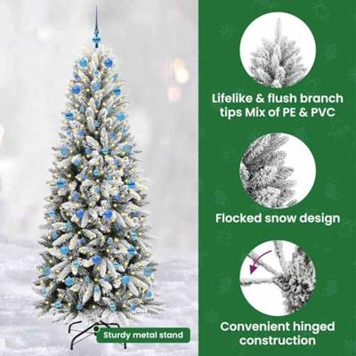 VidaXL Kunstkerstboom wit 210 cm pvc en plastic en staal en pe