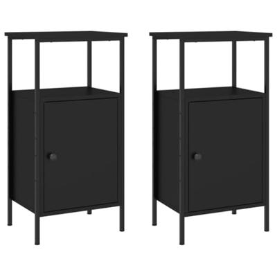 Nachtkastjes 2 st 41x31x80 cm bewerkt hout zwart