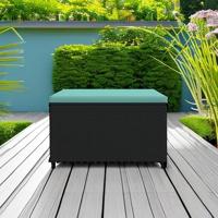 Voetensteun met kussen poly rattan zwart - thumbnail