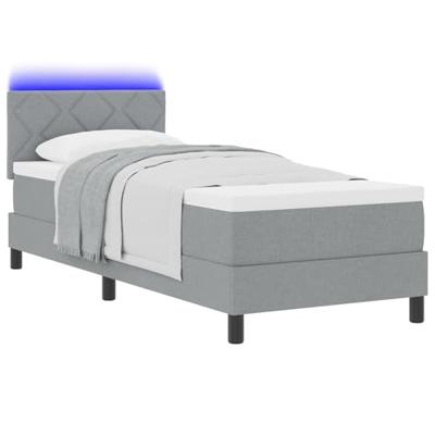 Boxspring Bed met Matras & LED Licht Grijs 80x200 cm Stof