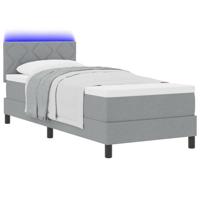 Boxspring Bed met Matras & LED Licht Grijs 80x200 cm Stof - thumbnail