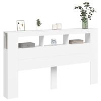 Hoofdeinde met LED 180x18,5x103,5 cm bewerkt hout wit - thumbnail
