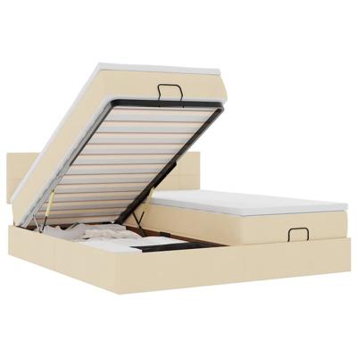 Ottoman bed met matrassen en LED's 180x200cm stof crèmekleurig