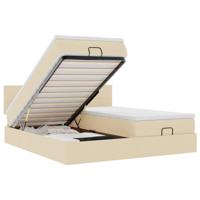 Ottoman bed met matrassen en LED's 180x200cm stof crèmekleurig - thumbnail