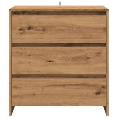 Dressoir 70x41x75 cm bewerkt hout artisanaal eikenkleur