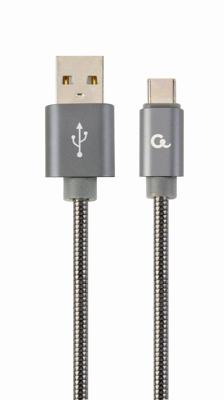Premium USB Type-C laad- & datakabel 'metaal', 2 m, metallic-grijs
