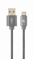 Premium USB Type-C laad- & datakabel 'metaal', 2 m, metallic-grijs - thumbnail