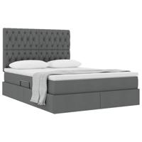 Opslag bed met matras Donkergrijs 140 x 190 cm Nep Leer - thumbnail