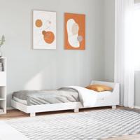 Bedframe met hoofdbord massief grenenhout wit 90x200 cm - thumbnail