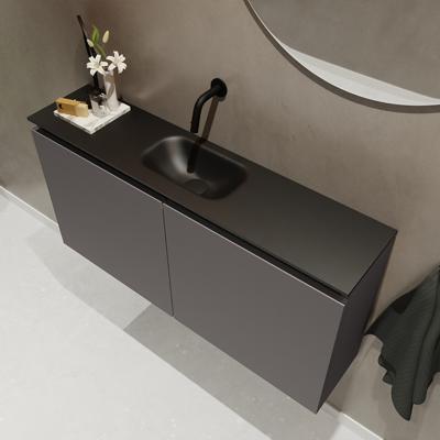 MONDIAZ TURE 100cm toiletmeubel dark grey. EDEN wastafel urban midden geen kraangat