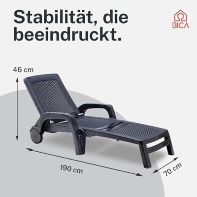 Ligbed Miami - antraciet - 70x190x46 cm