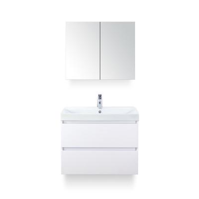 Maxx XL Badmeubelset 80 cm - Wit Hoogglans - Wastafel Just 1 kraangat - met Spiegelkast