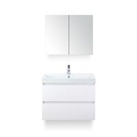 Maxx XL Badmeubelset 80 cm - Wit Hoogglans - Wastafel Just 1 kraangat - met Spiegelkast - thumbnail