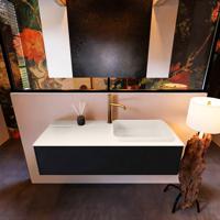 Badkamermeubelset Mondiaz Erin 120 cm met 1 Lade met RIDGE Wastafel Rechts Linen met 1 kraangat Greeploos Mat Urban - thumbnail